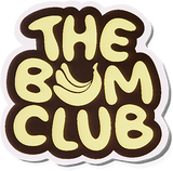 Sticker with 'THE BUM CLUB' text and banana graphic on white background